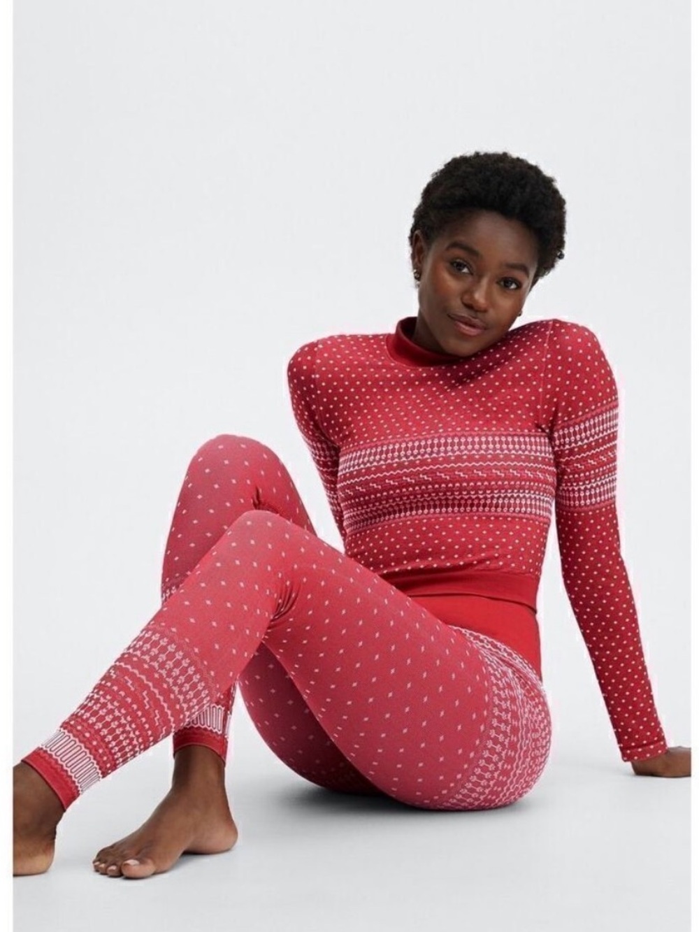 NWOT Fabletics 2-Piece Fair Isle Seamless Activewear Set Size Medium